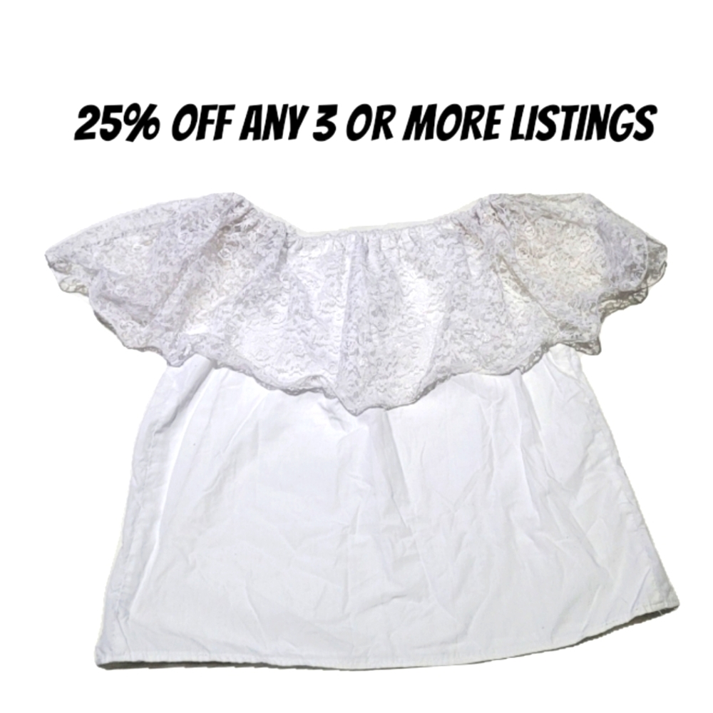 Vintage Size Large Authentic Mexican Peasant Off Shoulder Top Dress Shirt Blouse